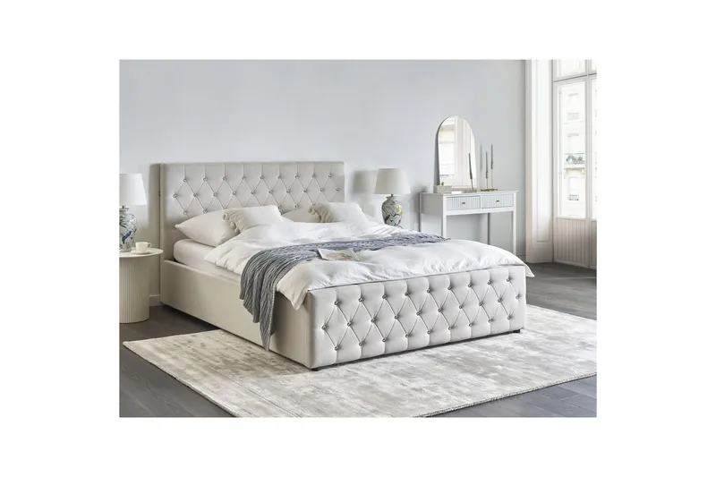 Seng med opbevaring Amiens - Beige, 160x200 cm - Møbler - Senge - Sengeramme & sengestel