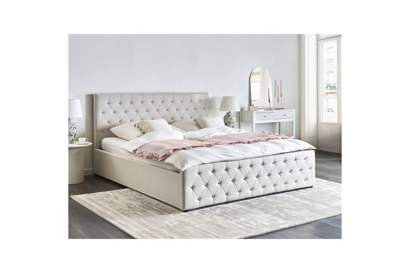 Seng med opbevaring Amiens - Beige, 180x200 cm - Møbler - Senge - Sengeramme & sengestel