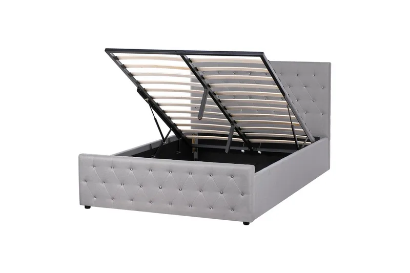 Seng med opbevaring Amiens, Grå, 140x200 cm