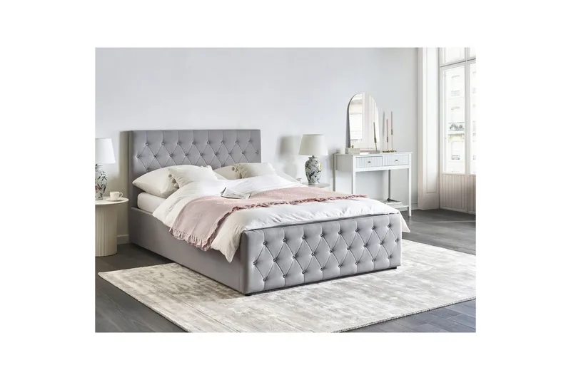 Seng med opbevaring Amiens - Grå, 140x200 cm - Møbler - Senge - Sengeramme & sengestel