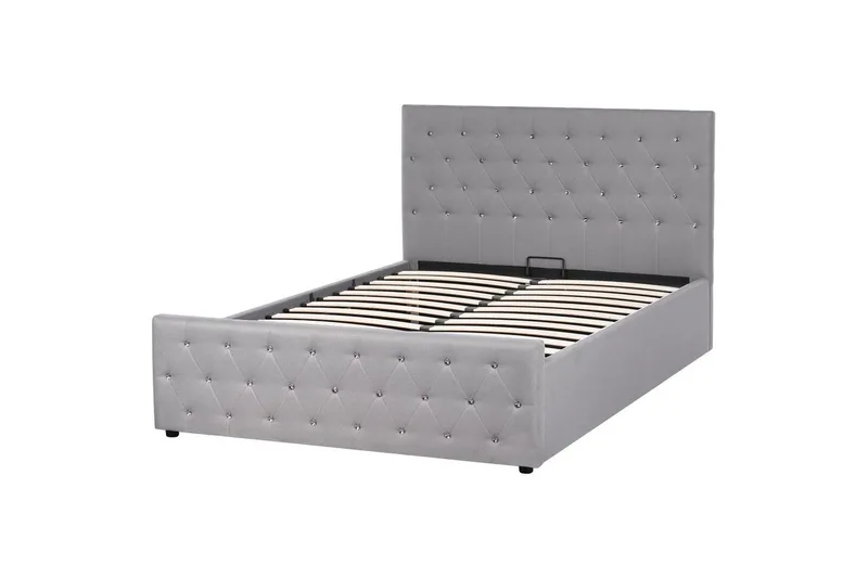 Seng med opbevaring Amiens - Grå, 140x200 cm - Møbler - Senge - Sengeramme & sengestel