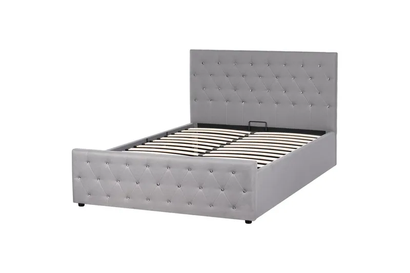 Seng med opbevaring Amiens - Grå, 140x200 cm - Møbler - Senge - Sengeramme & sengestel