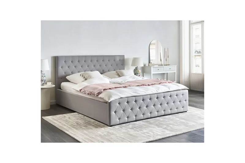 Seng med opbevaring Amiens - Grå, 180x200 cm - Møbler - Senge - Sengeramme & sengestel