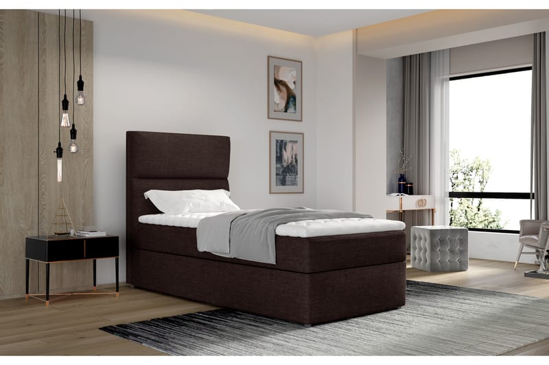 Arcore Opbevaringsseng 90x200 cm Lodret Søm - Brun - Møbler - Senge - Seng med opbevaring