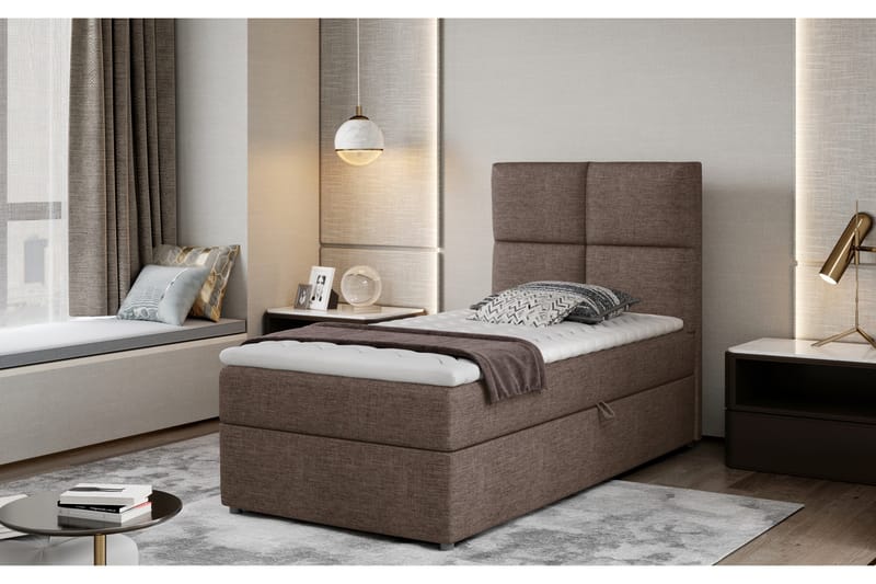 Arcore Opbevaringsseng 90x200 cm Ternet - Brun - Møbler - Senge - Seng med opbevaring