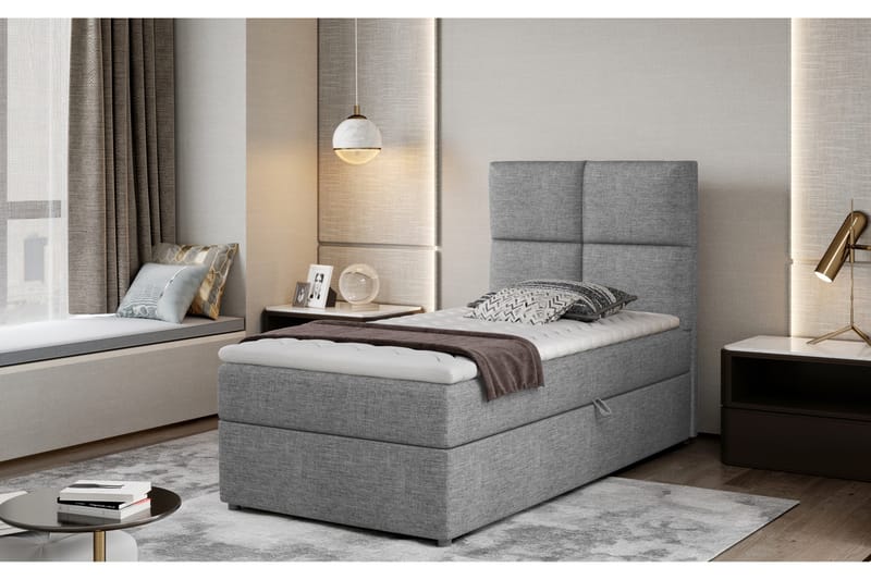 Arcore Opbevaringsseng 90x200 cm Ternet - Grå - Møbler - Senge - Seng med opbevaring