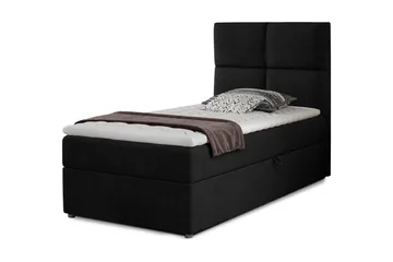 Arcore Opbevaringsseng 90x200 cm Ternet - Sort - Møbler - Senge - Seng med opbevaring