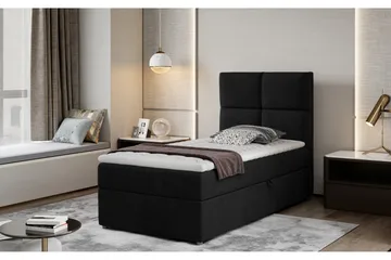 Arcore Opbevaringsseng 90x200 cm Ternet - Sort - Møbler - Senge - Seng med opbevaring