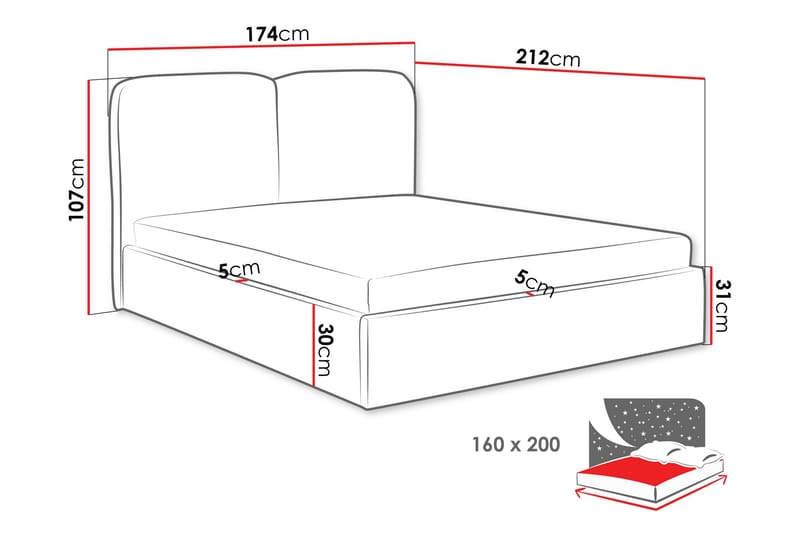 Arondel Opbevaringsseng - Beige - Møbler - Senge - Seng med opbevaring
