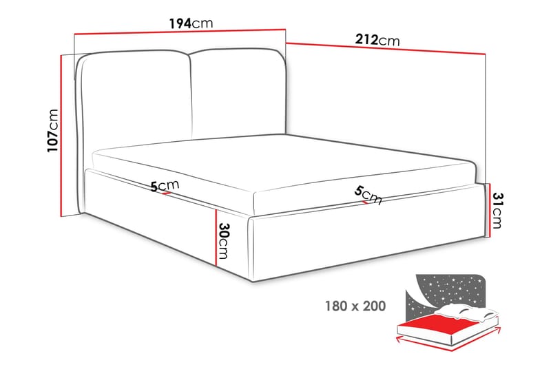 Arondel Opbevaringsseng - Grå - Møbler - Senge - Seng med opbevaring