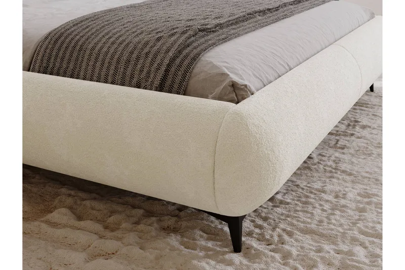 Arondel Sengeramme 180x200 cm i Bouclé med Opbevaring og Sengegavl - Grå - Møbler - Senge - Sengeramme & sengestel