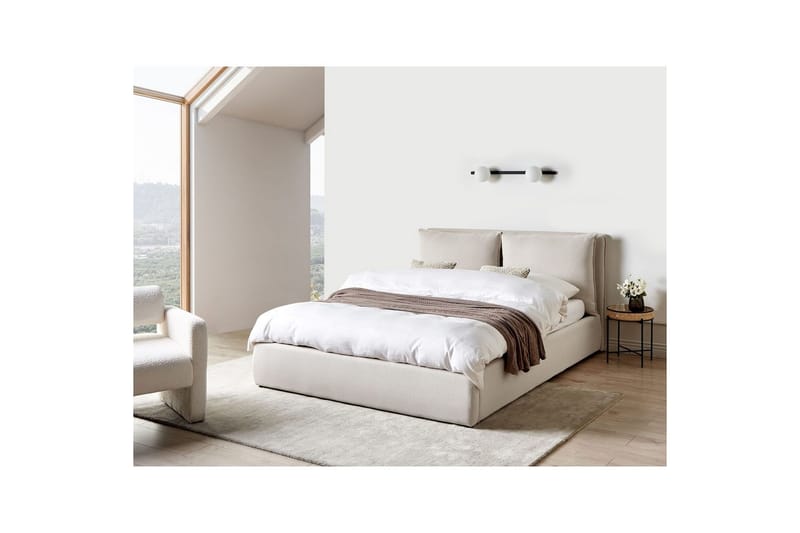 Seng med opbevaring Bajonna - Beige, 160x200 cm - Møbler - Senge - Sengeramme & sengestel