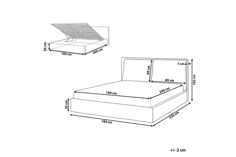 Seng med opbevaring Bajonna - Beige, 160x200 cm - Møbler - Senge - Sengeramme & sengestel
