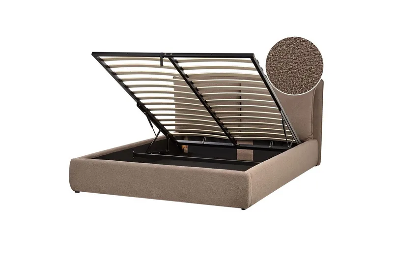Seng med opbevaring Bajonna Beige 160x200 - Møbler - Senge - Sengeramme & sengestel