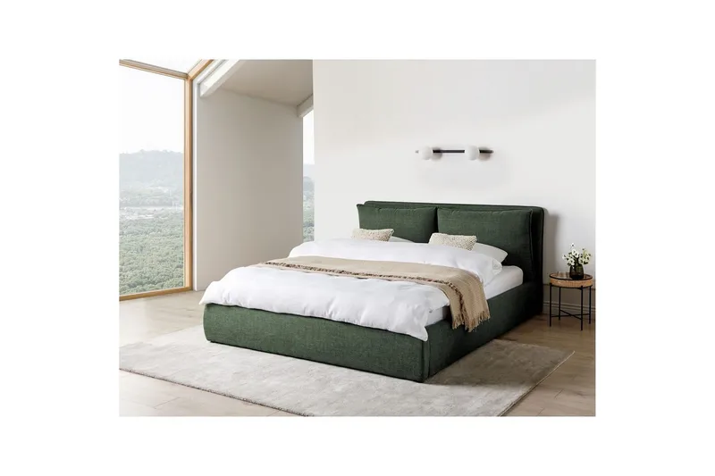 Seng med opbevaring Bajonna - Grøn, 180x200 cm - Møbler - Senge - Sengeramme & sengestel