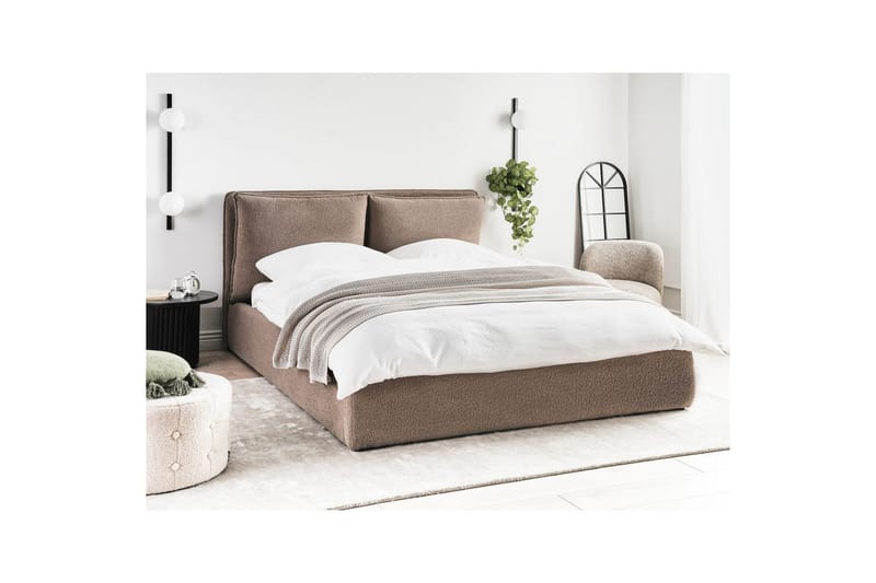 Seng med opbevaring Bajonna - Taupe, 160x200 cm - Møbler - Senge - Sengeramme & sengestel