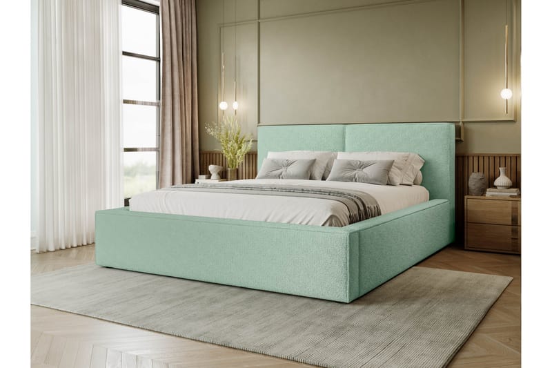 Bizantine Opbevaringsseng 140x200 cm - Grøn - Møbler - Senge - Seng med opbevaring