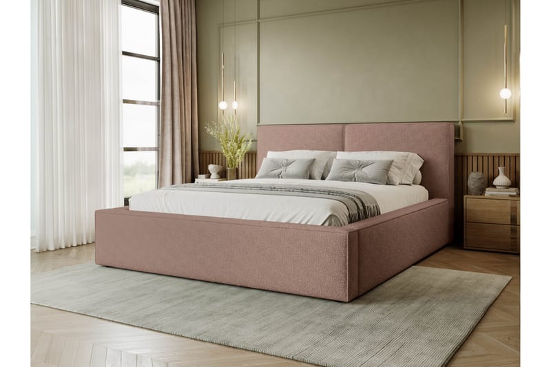 Bizantine Opbevaringsseng 200x200 cm - Lyserød - Møbler - Senge - Seng med opbevaring