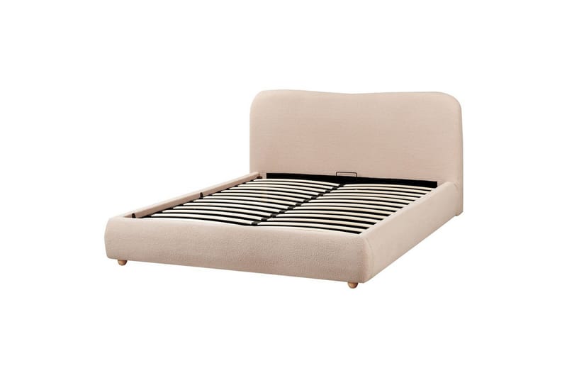 Seng med opbevaring Blagnac - Beige/Bouclé, 160x200 cm - Møbler - Senge - Sengeramme & sengestel