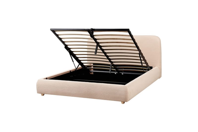 Seng med opbevaring Blagnac - Beige/Bouclé, 160x200 cm - Møbler - Senge - Sengeramme & sengestel
