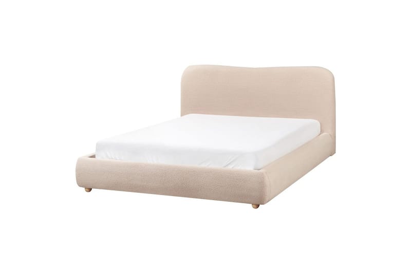 Seng med opbevaring Blagnac - Beige/Bouclé, 160x200 cm - Møbler - Senge - Sengeramme & sengestel