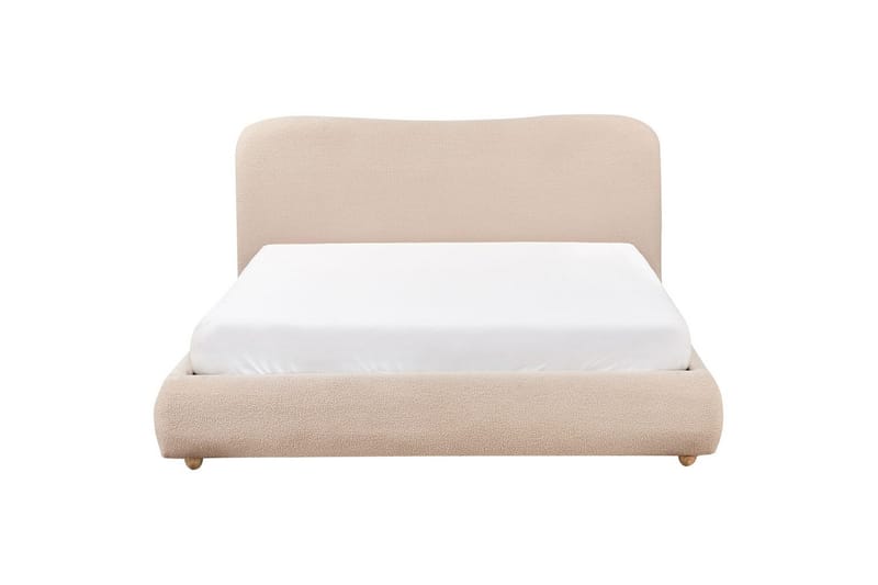 Seng med opbevaring Blagnac - Beige/Bouclé, 160x200 cm - Møbler - Senge - Sengeramme & sengestel