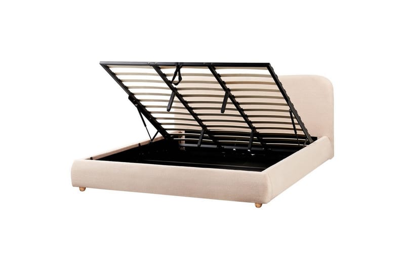 Seng med opbevaring Blagnac - Beige/Bouclé, 180x200 cm - Møbler - Senge - Sengeramme & sengestel