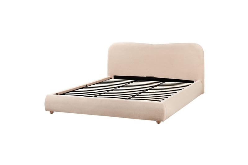 Seng med opbevaring Blagnac - Beige/Bouclé, 180x200 cm - Møbler - Senge - Sengeramme & sengestel