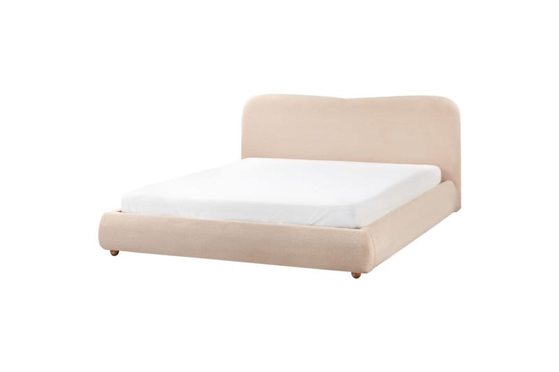 Seng med opbevaring Blagnac - Beige/Bouclé, 180x200 cm - Møbler - Senge - Sengeramme & sengestel