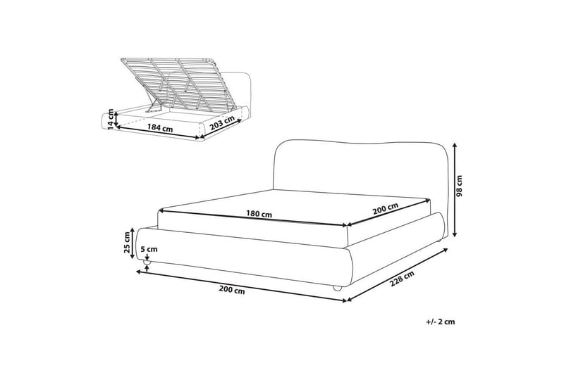 Seng med opbevaring Blagnac - Beige/Bouclé, 180x200 cm - Møbler - Senge - Sengeramme & sengestel