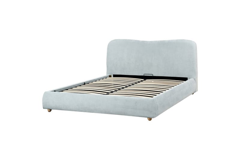 Seng med opbevaring Blagnac - Blå/Polyester, 160x200 cm - Møbler - Senge - Sengeramme & sengestel