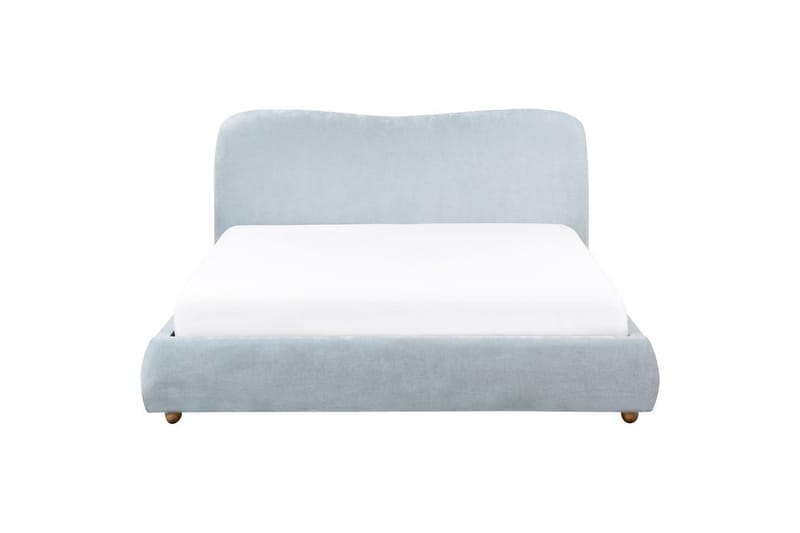 Seng med opbevaring Blagnac - Blå/Polyester, 160x200 cm - Møbler - Senge - Sengeramme & sengestel