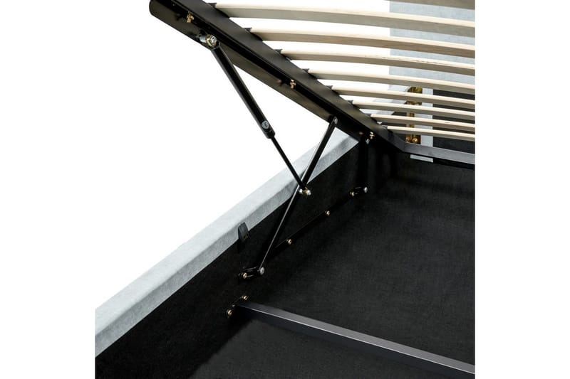 Seng med opbevaring Blagnac - Blå/Polyester, 180x200 cm - Møbler - Senge - Sengeramme & sengestel