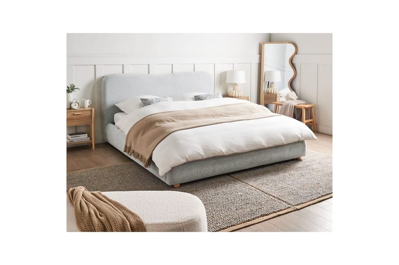 Seng med opbevaring Blagnac - Grå/Polyester, Grå/polyester, 160x200 cm - Møbler - Senge - Sengeramme & sengestel