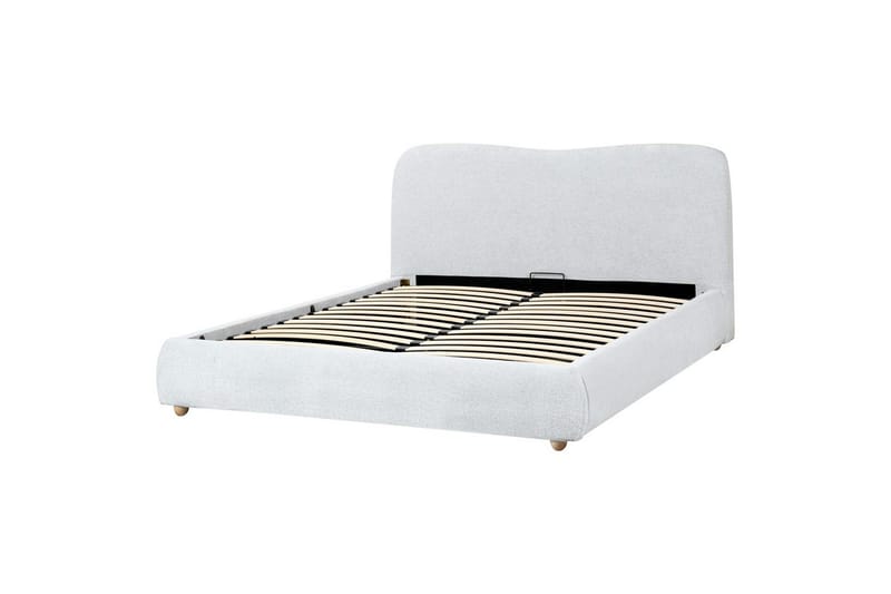 Seng med opbevaring Blagnac - Grå/Polyester, Grå/polyester, 160x200 cm - Møbler - Senge - Sengeramme & sengestel