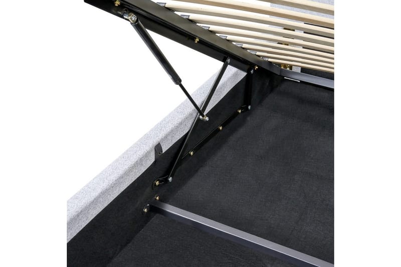 Seng med opbevaring Blagnac - Grå/Polyester, Grå/polyester, 180x200 cm - Møbler - Senge - Sengeramme & sengestel