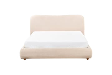 Seng med opbevaring Blagnac - Lys beige/Bouclé, 160x200 cm - Møbler - Senge - Sengeramme & sengestel
