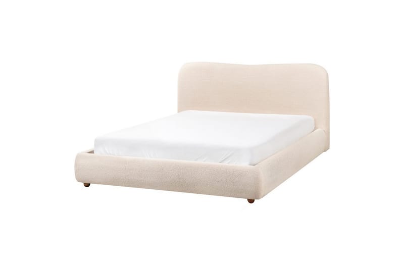 Seng med opbevaring Blagnac - Lys beige/Bouclé, 160x200 cm - Møbler - Senge - Sengeramme & sengestel