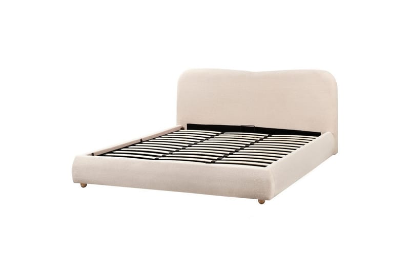 Seng med opbevaring Blagnac - Lys beige/Bouclé, 180x200 cm - Møbler - Senge - Sengeramme & sengestel