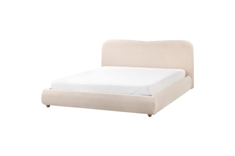 Seng med opbevaring Blagnac - Lys beige/Bouclé, 180x200 cm - Møbler - Senge - Sengeramme & sengestel