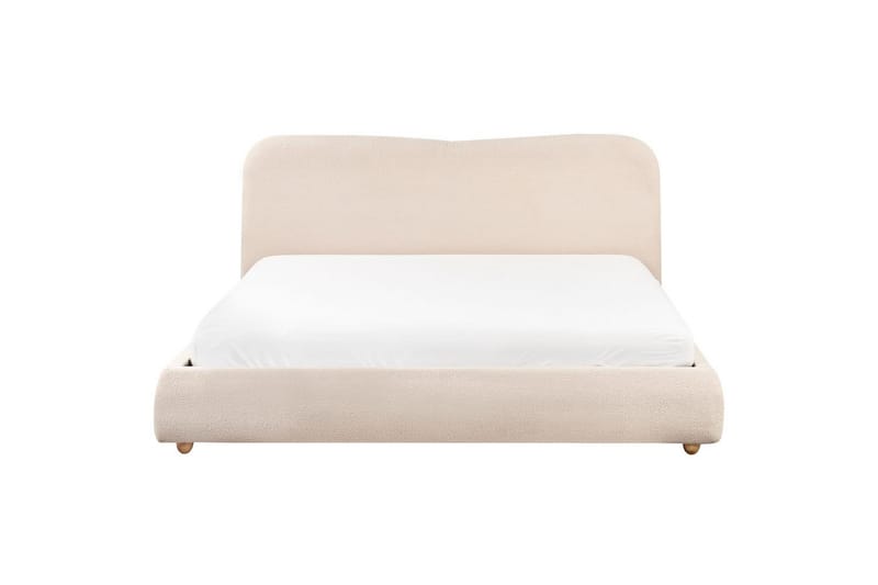 Seng med opbevaring Blagnac - Lys beige/Bouclé, 180x200 cm - Møbler - Senge - Sengeramme & sengestel