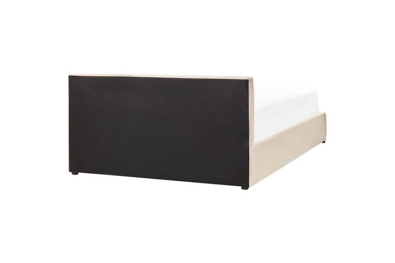 Seng med opbevaring Bousse - Beige/Fløjl, 160x200 cm - Møbler - Senge - Sengeramme & sengestel