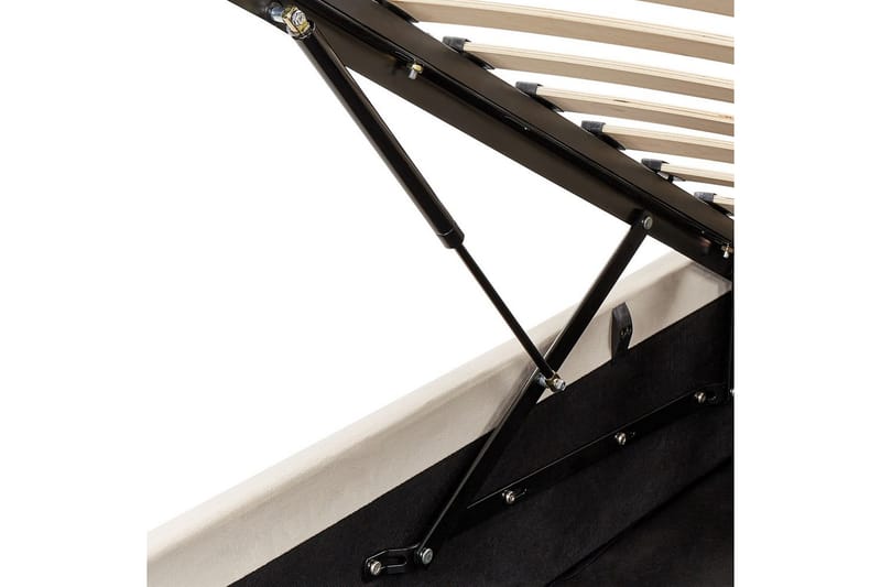 Seng med opbevaring Bousse - Beige/Fløjl, 160x200 cm - Møbler - Senge - Sengeramme & sengestel