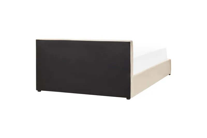 Seng med opbevaring Bousse - Beige/velour, 160x200 cm - Møbler - Senge - Sengeramme & sengestel