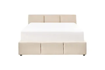 Seng med opbevaring Bousse - Beige/velour, 160x200 cm - Møbler - Senge - Sengeramme & sengestel