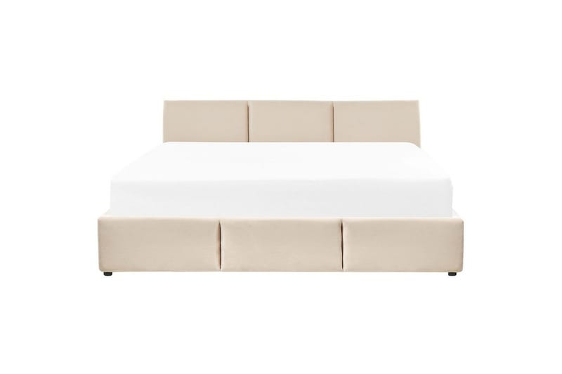 Seng med opbevaring Bousse - Beige/velour, 180x200 cm - Møbler - Senge - Sengeramme & sengestel
