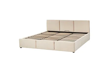 Seng med opbevaring Bousse - Beige/velour, 180x200 cm - Møbler - Senge - Sengeramme & sengestel