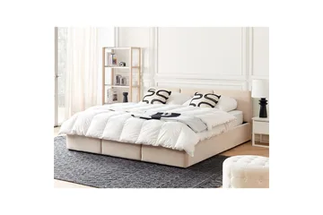 Seng med opbevaring Bousse - Beige/velour, 180x200 cm - Møbler - Senge - Sengeramme & sengestel