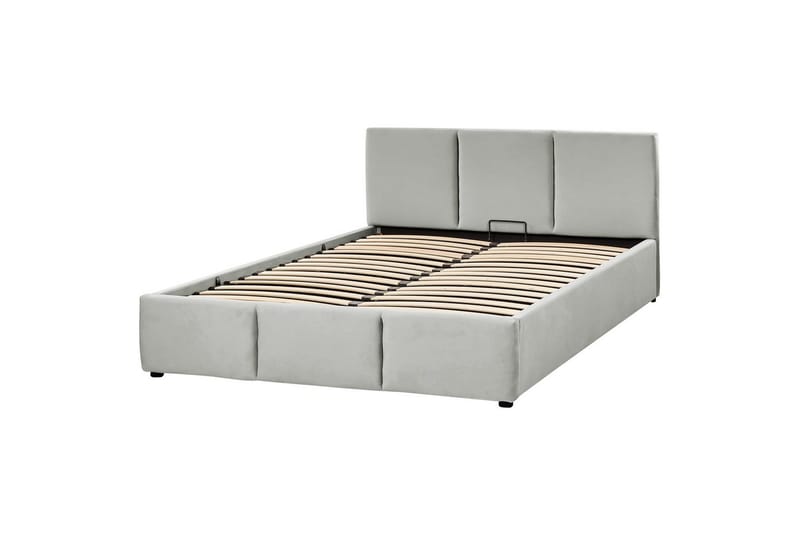 Seng med opbevaring Bousse - Grå/Fløjl, 160x200 cm - Møbler - Senge - Sengeramme & sengestel