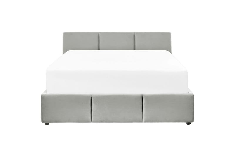 Seng med opbevaring Bousse - Grå/Fløjl, 160x200 cm - Møbler - Senge - Sengeramme & sengestel